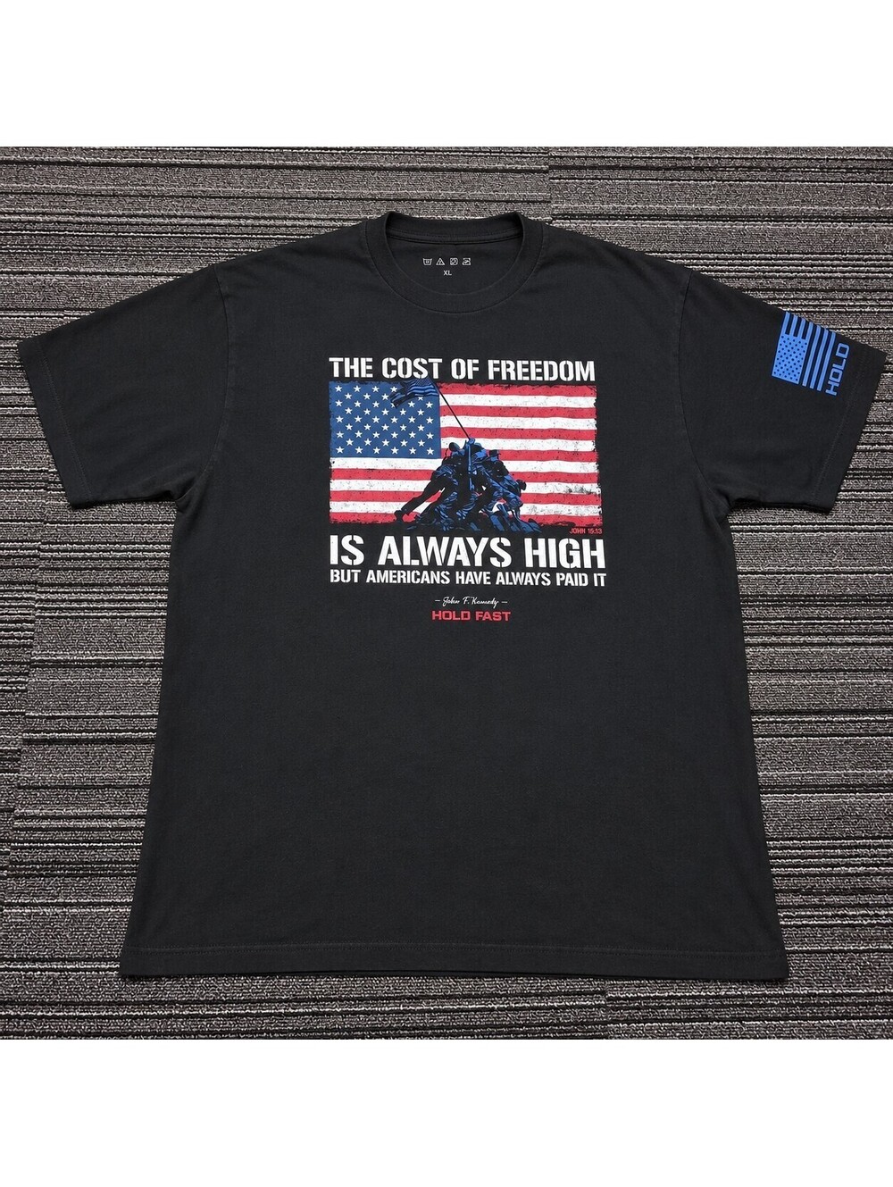 Hold Fast Mens XL The Cost of Freedom Iwo Jima American Flag Patriotic T Shirt